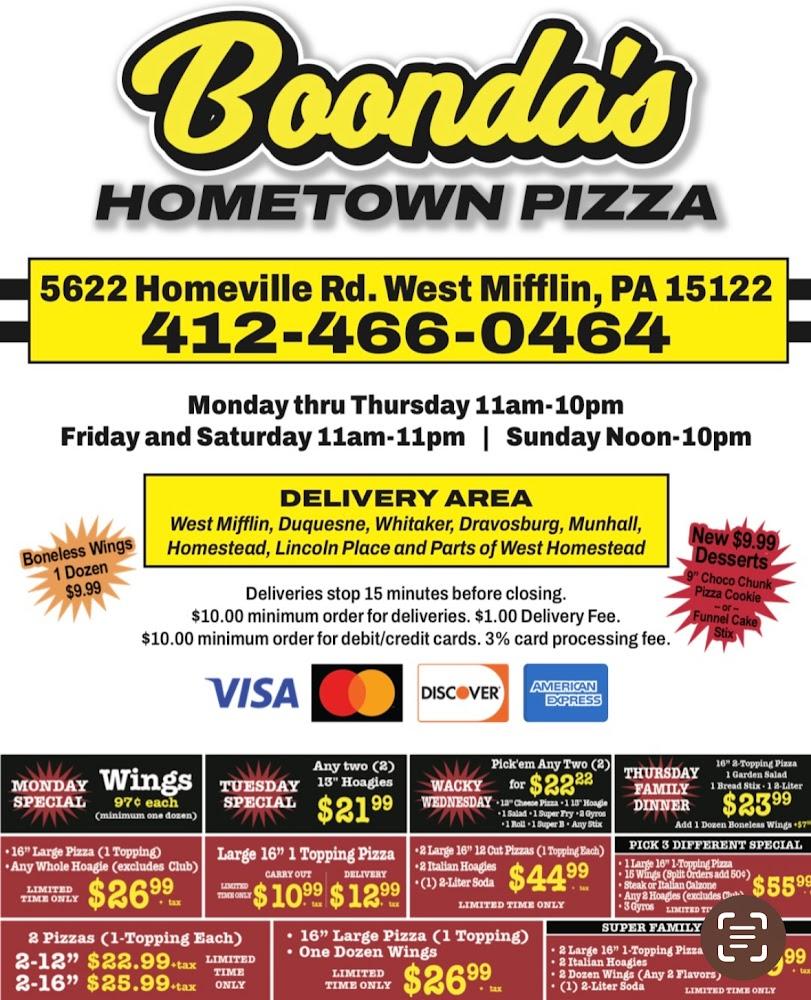 Boonda's Hometown Pizza Menu image 4
